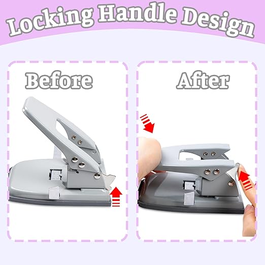 Hole Punches, 2 Hole Punch, Adjustable Two Hole Punch, Heavy Duty 2-Hole Punches, 30 Sheet Capacity HolePuncher, Metal Paper Puncher, Locking Handle