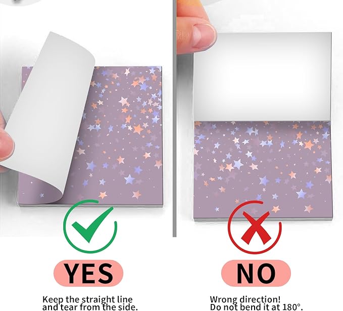 2 Pack Sticky Notes 3x3 Inches, Bright Cute Strong Sticking Power, Easy to Post for Home, Office, 80sheets/Pads, Shinning Stars