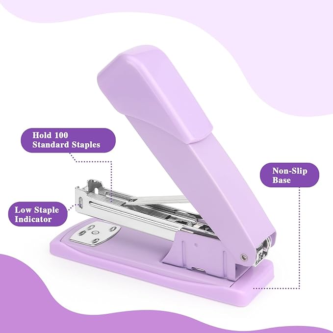 Tamaki Stapler, Office Stapler, Staplers for Desk(Purple)