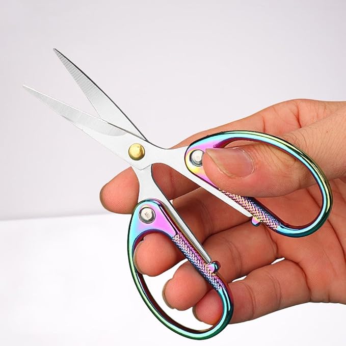 4.5" All Stainless Steel Embroidery Scissors for Sewing, Small Sharp Scissors Craft Shear for DIY Art Work Handicrafts Needlework Tool and Daily Use Colorful