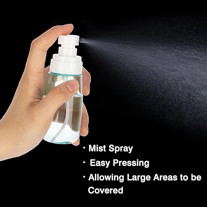6 Pack 2.7oz/80ml Small Spray Bottle, Plastic Spray Bottles, Fine Mist Travel Spray Bottle for Hair and Face, with 9pcs Labels