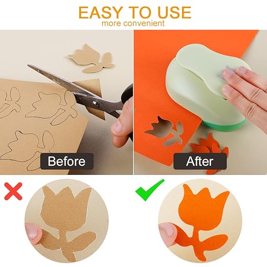 UCEC 2 Inch Circle Punch, Craft Hole Punch for Paper Crafts, Large Decorative Hole Punch for Kids Paper Crafts, Card Making, Scrapbooking (Tulip Shape)