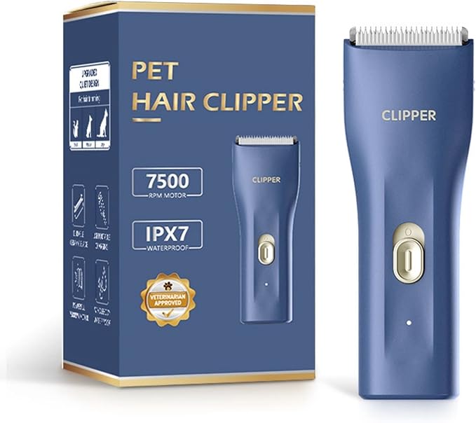 Grimgrow Dog Cat Home Hair Waterproof Clipper Portable Electric USB Rechargeable Pet Grooming Tools Low Noise Shaver Cordless Trimmer for Small and Large Pets