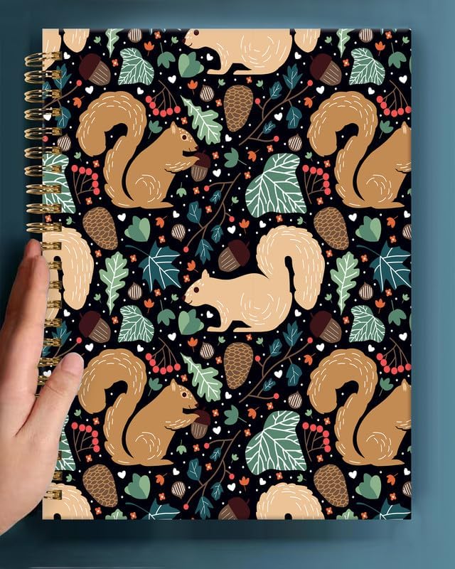 Spiral Journal Notebook,A5 Hardcover Lined Journals for Women Girl 6 x 8.3 in,120 Pages Thick Paper,Cute College Ruled Writing Notebook for Gifts Office Work School(Squirrel)