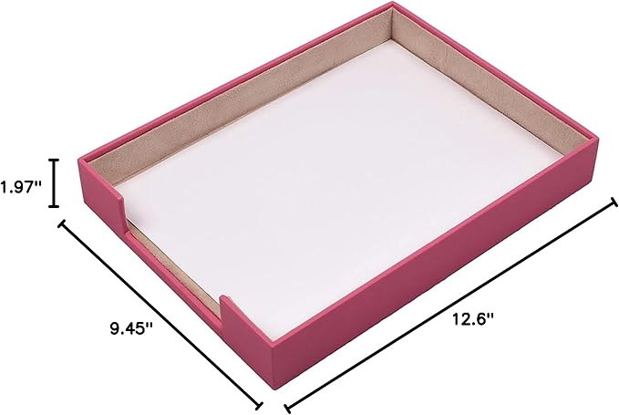 Leather Document Tray - Desk Organizer-Office Accessories - Desk Accessories-Office Supplies - Office Organizer - Office Gifts (Pink)