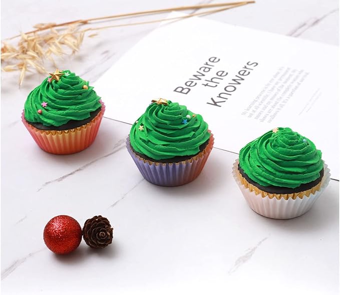 qiqee Cupcake Liners Cupcake Cups 300-Count Food Grade Gradient Design Cupcake Papers Baking Cups Cupcake Wrappers