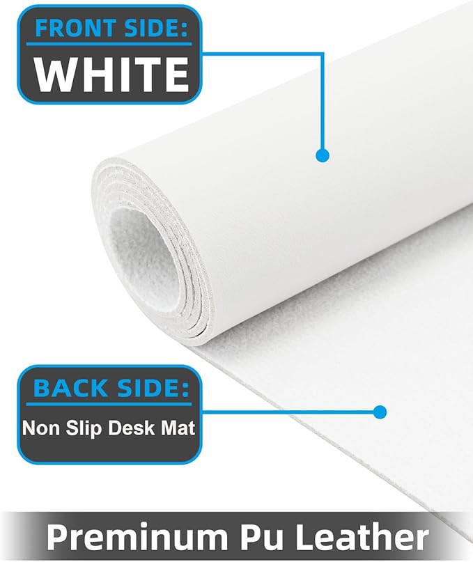 Extra Large Desk pad, Leather Desk Pad Protector,Office Desk Mat,Mouse Pad, Non-Slip Desk Blotter, Laptop Desk Pad, Waterproof Desk Writing Pad for Office&Home (Ivory White, 55" x 17")