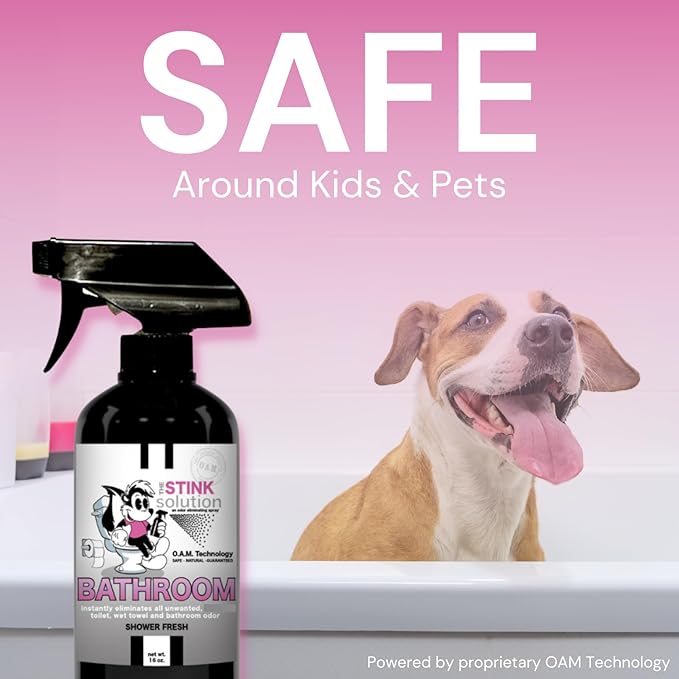 The Stink Solution Bathroom Odor Eliminator Spray Completely & Safely Removes Human Waste, Vomit, & Other Odors Fast | Urine Remover, Toilet Spray, Bathroom Deodorizer - 1 16 oz Bottle (Shower Fresh)