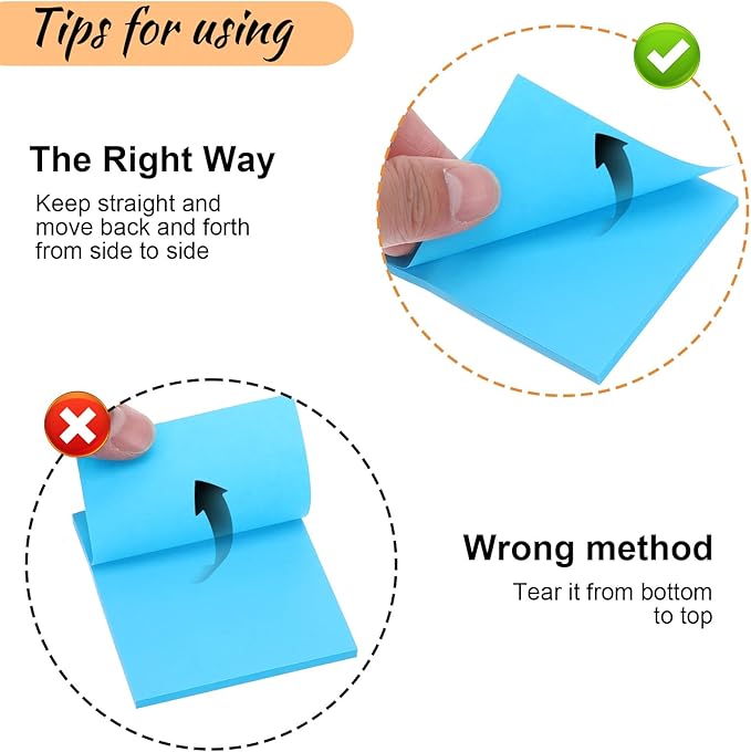 96 Pads Sticky Notes, 3 x 3 in, 50 Sheets/Pad, 6 Bright Colors Sticky Notes, Self-Stick Notes, Easy to Post for Home Office