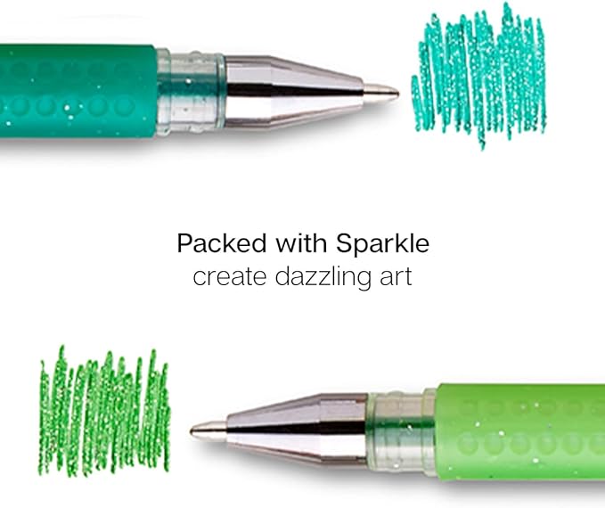 KINGART 400-24G Green Tones Rollerball Gel Pens, Set of 24 Colors, XL Ink Cartridge - More Ink, All Ages, Writing, Coloring, Doodling, Scrapbooking, Journaling & More