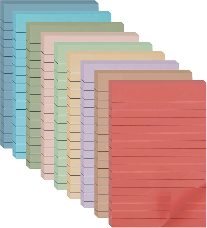 9 Pack Lined Sticky Notes 4X6 in Post Sticky Notes with Lines, 9 Aesthetic Vintage Sticky Note Large Neutral Ruled Post Sticky Super Sticking Power Pads, School Office Desk Accessories (Vintage)