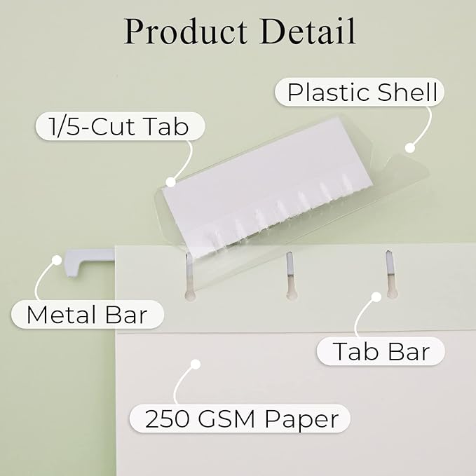 Y YOMA 6 Pack Decorative Hanging File Folders Letter Size Cute Hanging Folder Pretty File Folder Organizer for Filing Cabinet Office Home with 1/5-Cut Adjustable Tabs, Pure Gradient