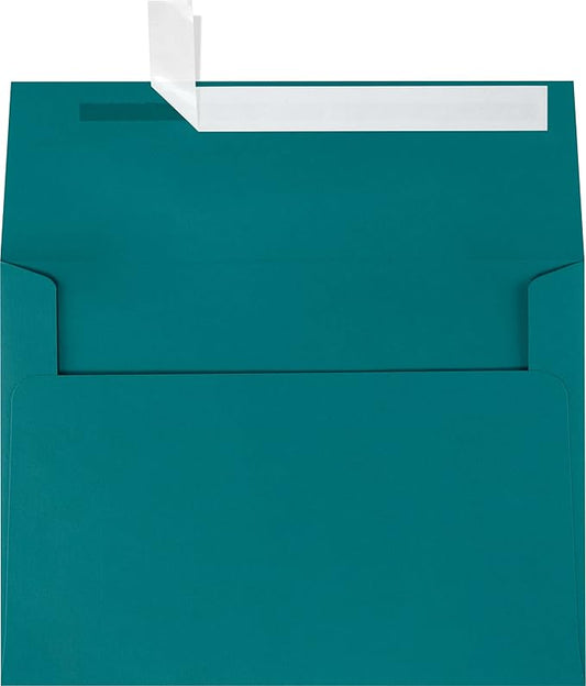LUXPaper A7 Invitation Envelopes | Peel & Press | 5 1/4" x 7 1/4" | Teal | 80lb. Text | 50 Qty