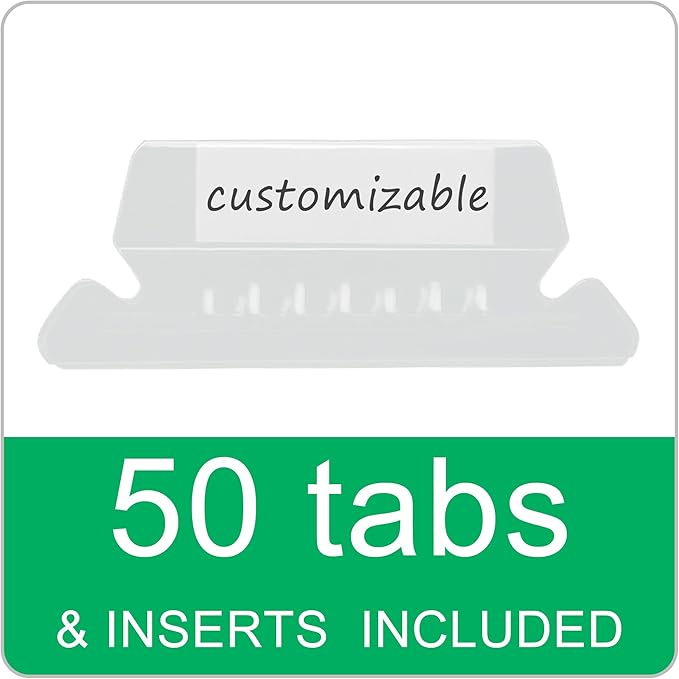 50 Packs Hanging File Folders,Pink Letter Size File Folder,Designed for Bulky Files,Filing Cabinet,1/5 Adjustable Tabs for Office,School,Home