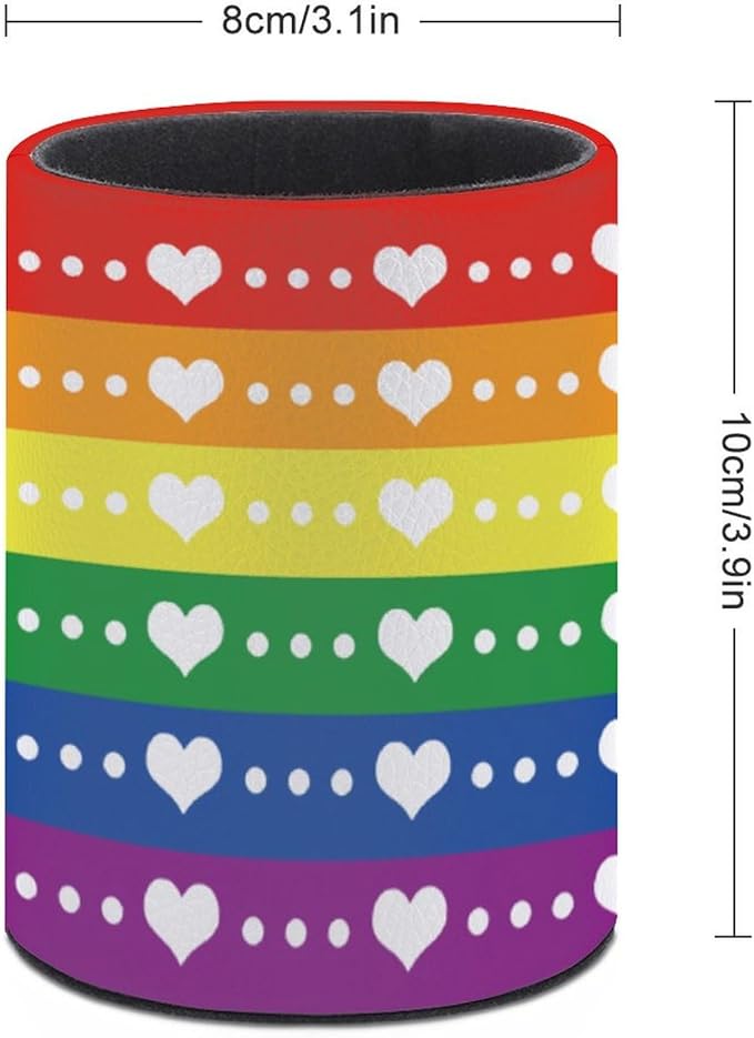 LGBT Rainbow Pride Flag Pen Holder Pencil Organizer Cute Pencil Cup Desk Decor Makeup Brush Holder PU Multifunctional Office Suppliesfor Home Classroom School