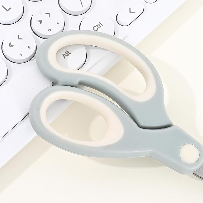 Pastel Non Stick Scissors, All Purpose Stainless Steel Craft Scissors with Soft Grip, Blunt Tip Fabric Shears Kids Scissors for Office Home School, Left & Right Handed (1 Pack, Light Blue)