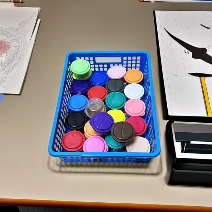 6 Pack Plastic Turn in Paper Trays for Classroom, Colorful Storage Bin Basket Organizers for School Supplies, Classroom Organization and Storage Tray Holds 4A Paper