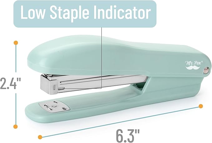 Mr. Pen- Staplers for Desk, 2 Pack with 200 Staples, 20 Sheet Capacity, Green, Office Stapler, Desk Stapler, Stapler with Staples, Stapler Set
