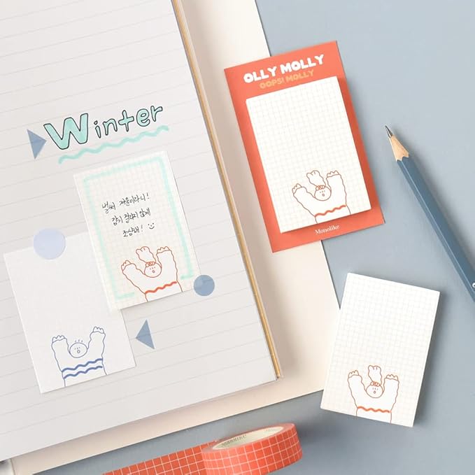 Monolike Grid Olly Molly, Drawing Sticky-it - 6p Set Self-Adhesive Memo Pad 50 Sheets