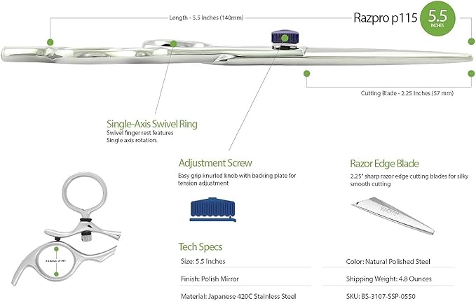 Suvorna Swivel Hair Scissors Professional - Barber Scissors for Hair Cutting - 5.5" J2 420 Japanese Stainless Steel hair cutting scissors for Trimming & Grooming - Hair Shears for Women & Men