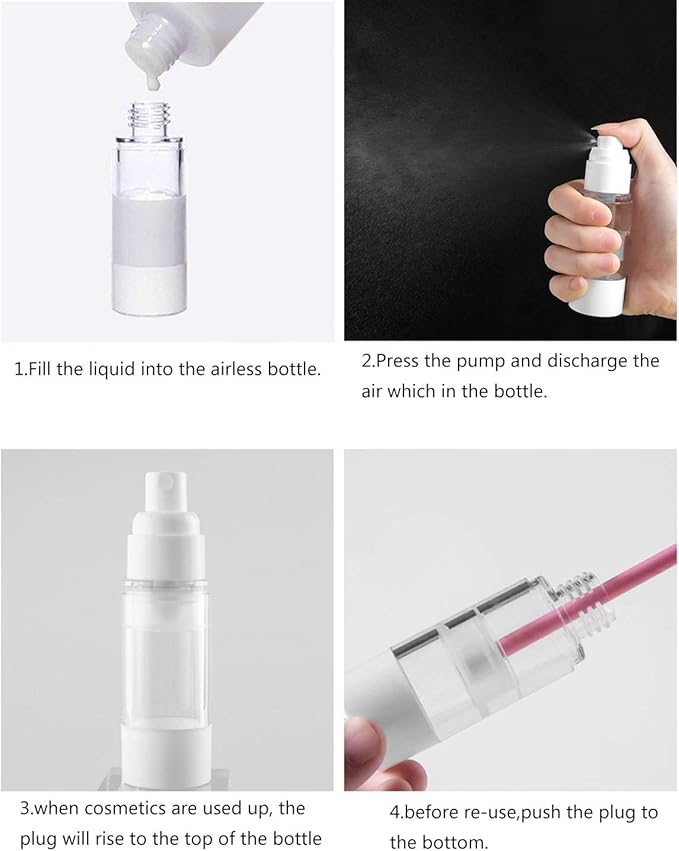 TRENDBOX 120ml / 4oz Airless Spray Bottle Refillable Travel Container for Cosmetic Makeup Water - 4 Pack