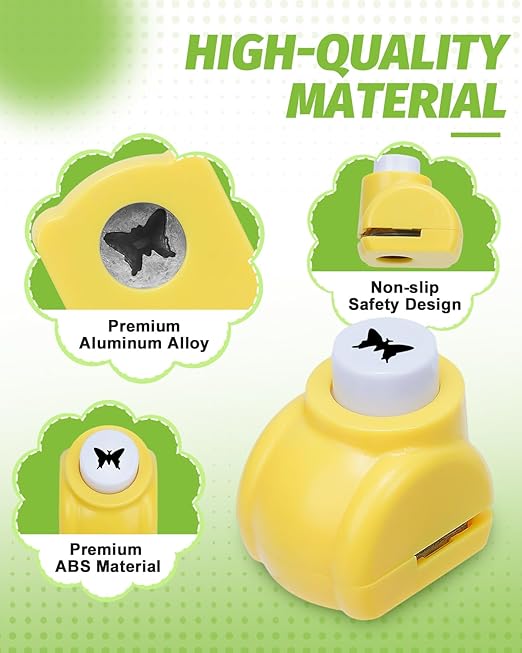 UCEC 15PCS Craft Shape Hole Punch Shapes, Kids Paper Punches for Crafting Nail Art Thanksgiving Christmas Scrapbooking, Mini Hole Puncher Maple Leaf Heart Star Snowflake Strawberry Paw Print Shape