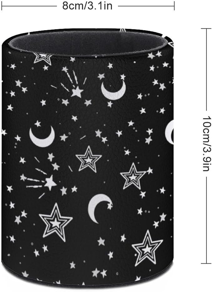 Star Moon Pen Holder Pencil Organizer Cute Pencil Cup Desk Decor Makeup Brush Holder PU Multifunctional Office Suppliesfor Home Classroom School