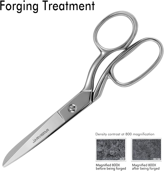 JARVISTAR 2 Pack Heavy Duty Fabric Scissors: Stainless Steel, Sharp Blades for Embroidery, Fabric Sewing, Leather Craft (4 & 8 inch)