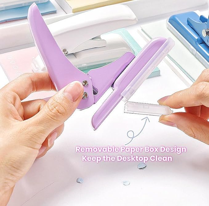 Heavy Duty Single Hole Punch, 40 Sheets Capacity Hole Puncher Single Small Hole Punch One Hole Puncher for Crafts Paper Cards Tags Scrapbook-1/4 inch Hole, Blue