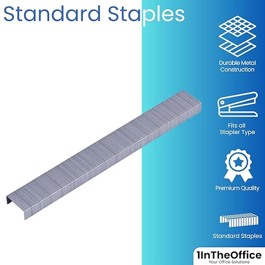 1InTheOffice Standard Staples, Staples for Stapler, Replacement Staples, 1/4" Leg Length, 5,000 Staples/Pack, 5 Pack