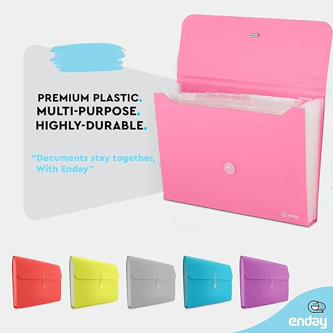 Accordion File Organizer 13 Pocket Expanding File Folder with Labels, Accordion File Organizer Letter Size Letter A4 Paper for Receipts, Bills and Documents 13" x 9.5” –by Enday