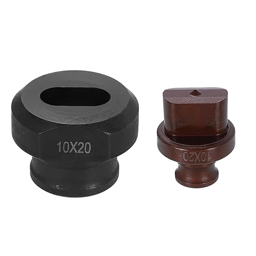 HARFINGTON Hydraulic Hole Punch Die 10x20mm Oval Hole 40Cr Steel Electric Punching Kit for MHP-20 JP-20 Electric Punching Machine, Burgundy & Black