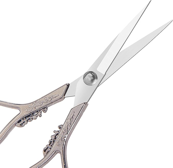 Vintage European Style Embroidery Scissors - Mini, Sharp Tip, Stainless Steel, Travel Scissors With Pouch, Silver
