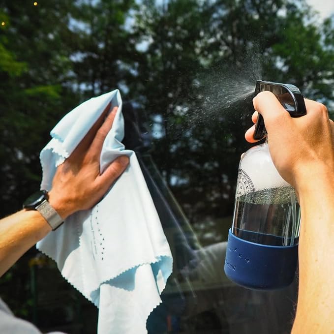 Nantucket Footprint Superior Window Cleaner Kit - Window and Glass Cleaning Cloth, Streak-Free Windows - Microfiber Towel Cleaning Kit for Windows, Mirrors, Car Windshield - Blue