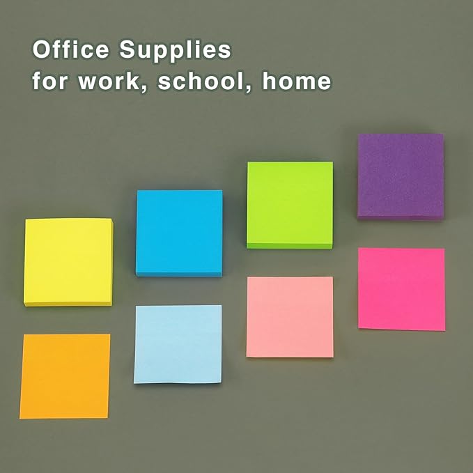 Eastern Wolf Sticky Notes 2x2 Self-Stick Notes 8 Bright Multi Colors Sticky Notes 16 Pads 100 Sheet/Pad