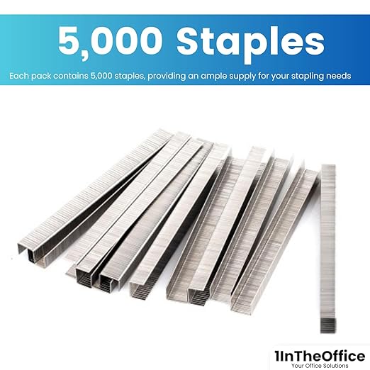 1InTheOffice Standard Staples, Staples for Stapler, Replacement Staples, 1/4" Leg Length, 5,000 Staples/Pack, 5 Pack