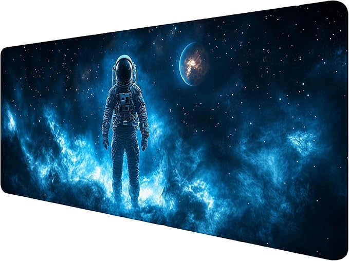 Space Astronaut Gaming Mouse Pad Desk Pad Planet Galaxy Mysterious Mousepad XL Large Gaming Mouse Pad Laptop Keyboard Mat Desk Pad Office Home Decor for Women Girl 31.5"x11.8"