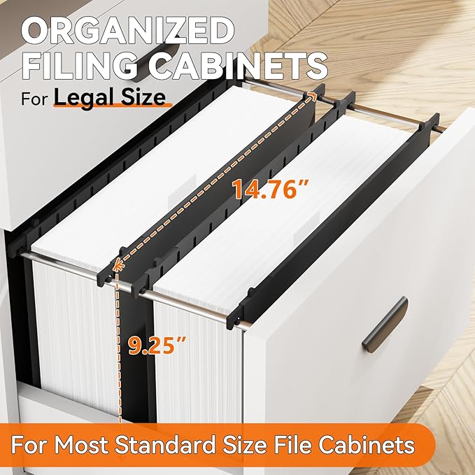 Plastic Legal Size Hanging File Folders,Heavy Duty 3" Expansion Extra Capacity Hanging Folder,Reinforced Black Hang Folders Legal,Adjustable Tabs,Filing Cabinet Folder for Bulky Files,12 Pack