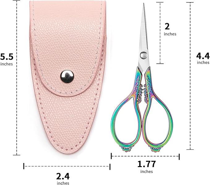 4.4 INCH Small Embroidery Scissors, Sharp Pointed Tip, With Cover, Travel Size, Mini Crochet Scissors, Titanium