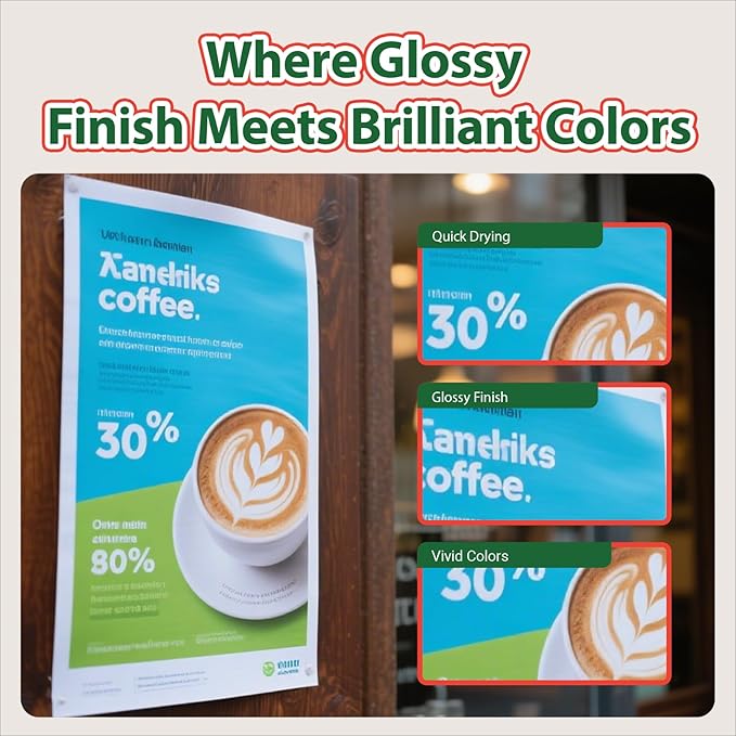 Uinkit 100 sheets 30lb Very Thin Flyer Paper Glossy 8.5x11 Inkjet Single Side DIY Chip Bag 115gsm Photos Picture for Inkjet Printer with Dye Ink Letter size A4 Brochure