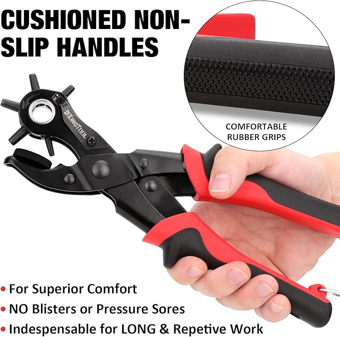 KingTool Leather Hole Punch Set, Super Heavy Duty Rotary Puncher, Multi Hole Sizes Maker Tool