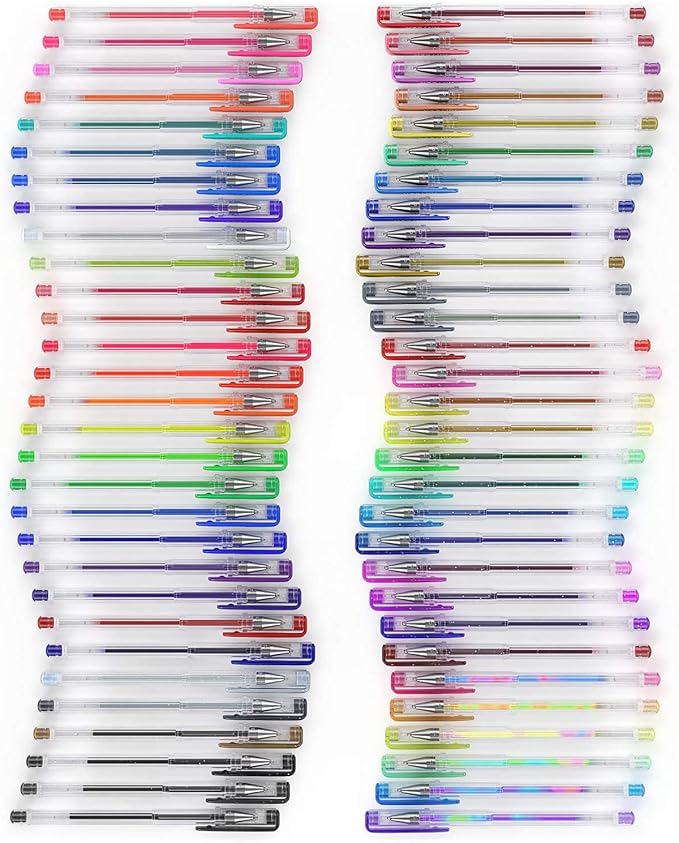 ARTEZA Gel Pens, Set of 60 – Fine Point Colored Ink Pens for Journaling, Adult Coloring, Note-Taking & Decorative Writing, Variety of Finishes
