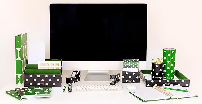 kate spade new york Pen and Pencil Holder for Desk, Decorative Pencil Cup, Leatherette Desk Supplies Organizer, Picture Dot