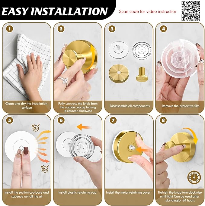 MOTAIPEAK Suction Cup Hooks,No Drill Shower Hooks for Inside Shower,Heavy Duty Towel Hooks for Wall,Bathroom,Kitchen,Glass,Mirror,Tile to Hang Towels,Loofah-Gold(2 Pack)