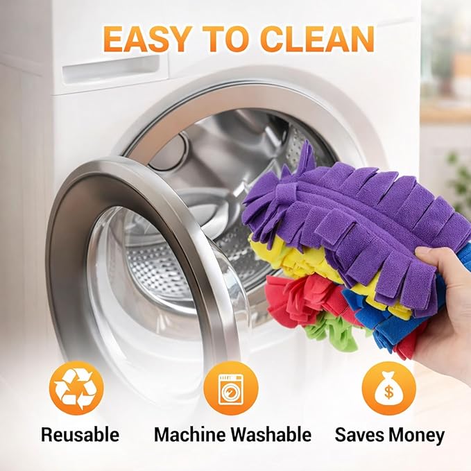 360° Degree Electrostatic Duster Refills Set with Handle, 6 Pack Washable Reusable Microfiber Dusting Heads 360 Rotation for Blinds, Ceiling Fans, Shelves, Car Interior (Yellow)