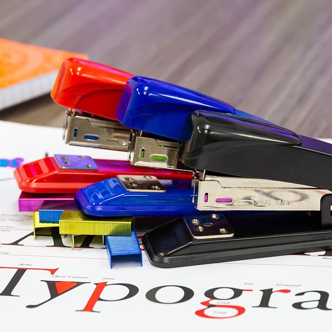 BAZIC Staples Standard (26/6) Metallic Color 3000/Pack, Stapler Refill Standard Size Staple, Assorted Colors, 4-Packs