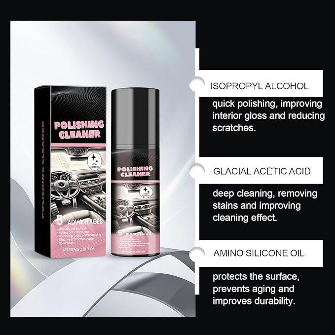 Vexoilux Car Interior Cleaner, Polishing Cleaner Detailer Spray for Vehicle Detailing, Total Vehicle Interior Detailer Spray Rejuvenation, 100ml Multi-Purpose Cleaner (3pcs)