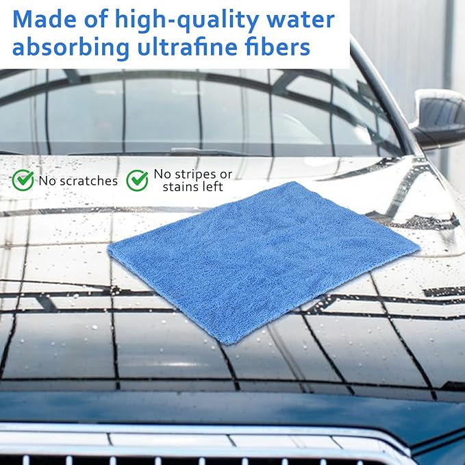 Anmrept 5 PCS Extra Large Microfiber Cleaning Cloth 30"x20", Washable Reusable Floor Cloth for Squeegee Mop House Floor Kitchen Car Window Highly Absorbent, Lint and Streak Free (Blue)