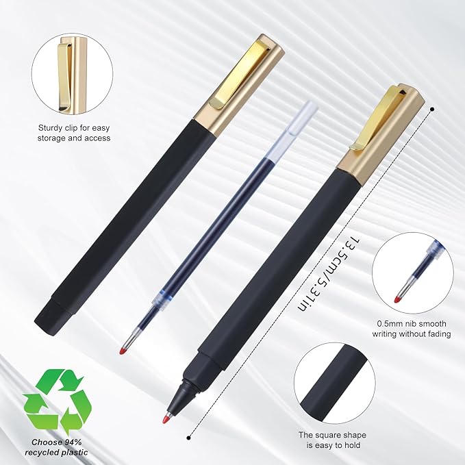 36 Pack Gel Pens 0.5mm Pens Fine Poin Smooth Writting for Journaling Coloring, Black Gel Ink Pens Cute Roller Pen Quick Drying Ballpoint Pen for Office School Supplies