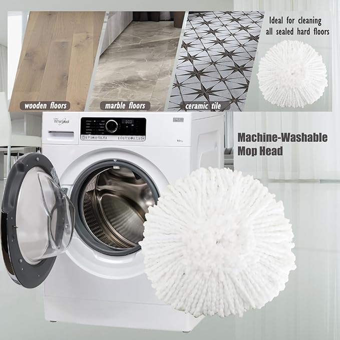 Replacement Mop Head Microfiber Spin Mop Refill Clean Pad Mop Head Refills Easy Cleaning Mop Head Replacement (4 Pack)